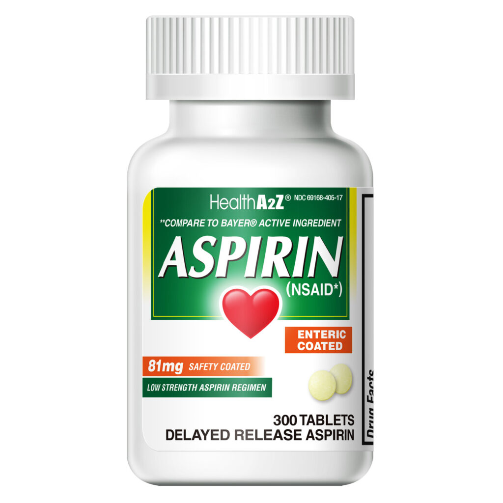 Aspirin 81mg Low Dose enteric-coated tablets for cardiovascular care and temporary pain relief