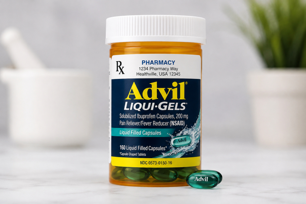 Advil Liqui-Gels 200mg ibuprofen liquid-filled capsules for pain and fever relief