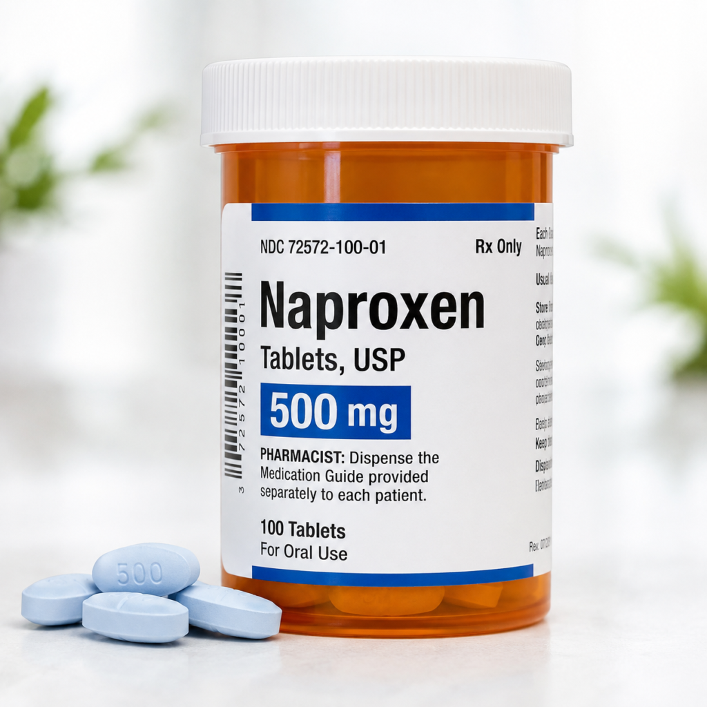 Naproxen pain relief medication tablets