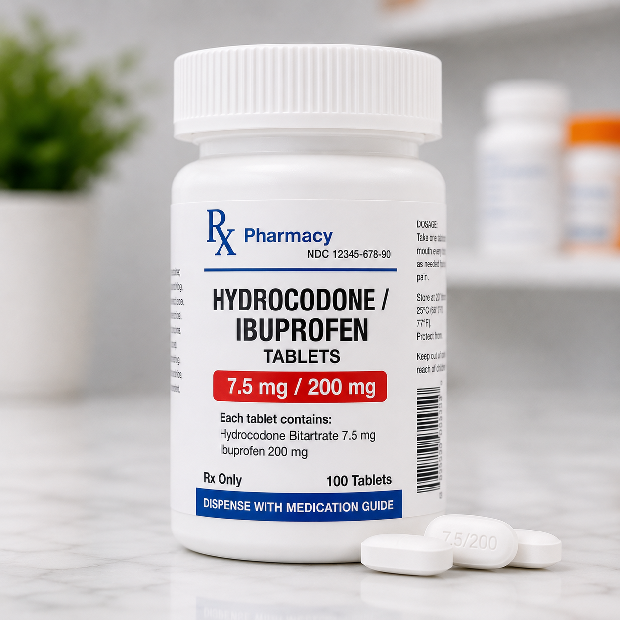 Hydrocodone ibuprofen tablets prescription pain medication