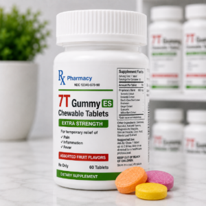 7T Gummy ES 500mg acetaminophen orange chewable gels for pain and fever relief
