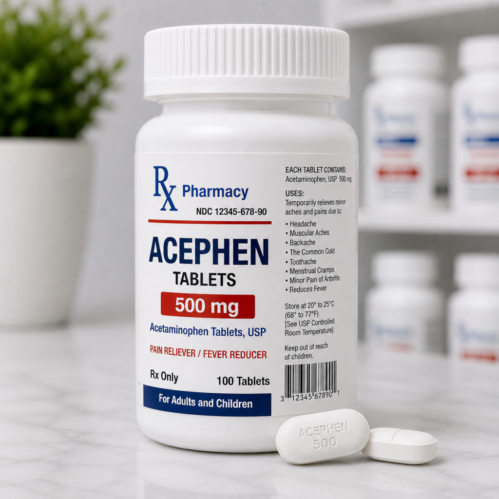 Acephen 325 mg acetaminophen rectal suppositories for temporary pain and fever relief