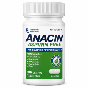 Anacin Aspirin Free 500mg acetaminophen tablets for pain and fever relief