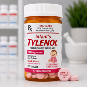 Infants' TYLENOL® acetaminophen oral suspension for temporary relief of fever and minor aches and pains.