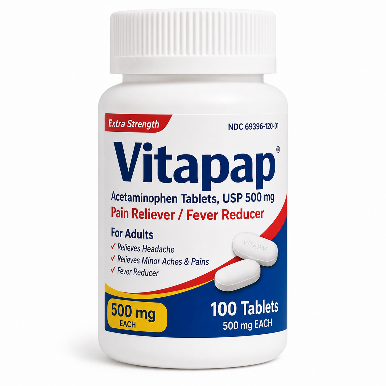 Vitapap acetaminophen tablets pain reliever and fever reducer